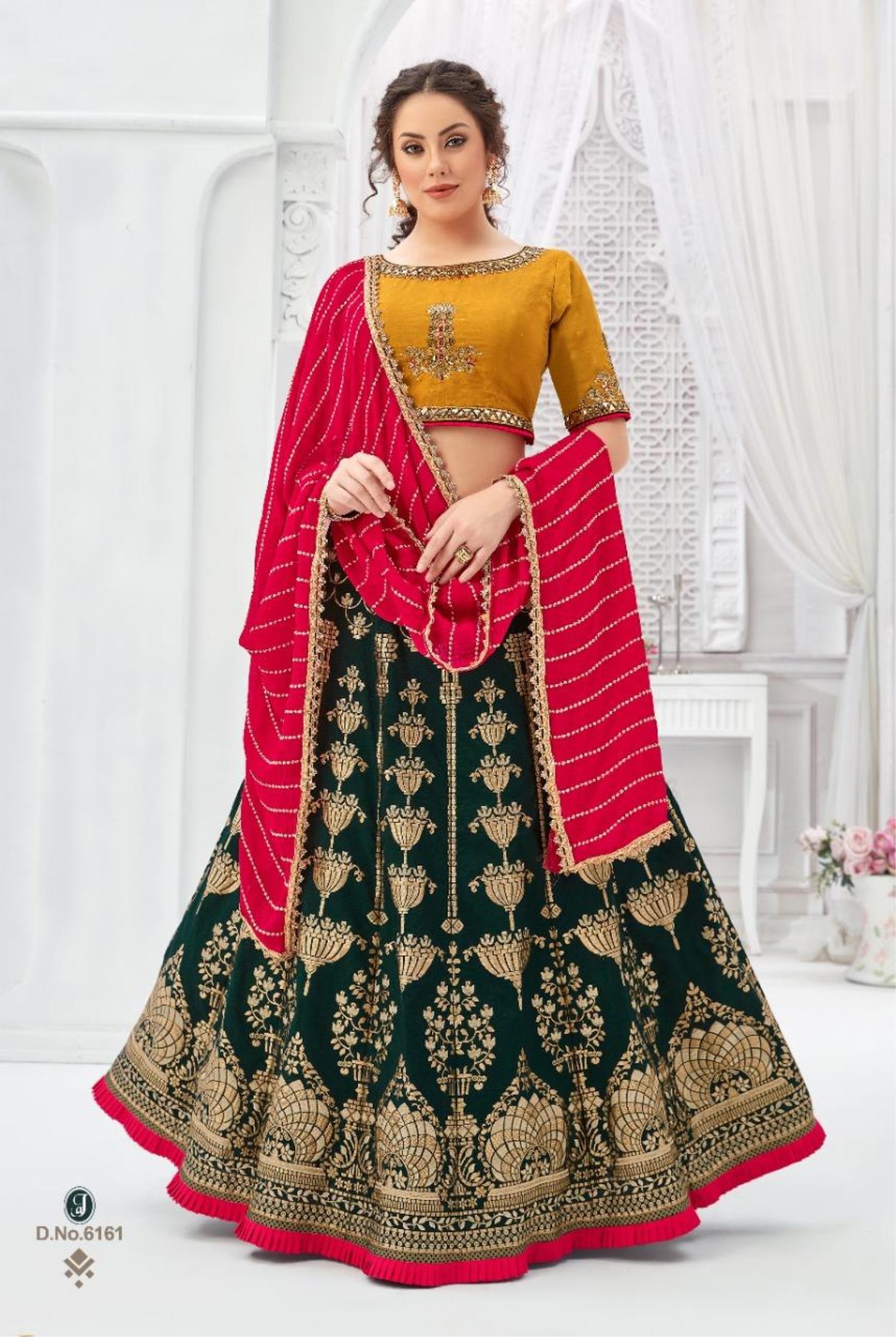 Buy Mustard Red Embroidered Bridal Lehenga Online in the USA @Mohey -  Lehenga for Women