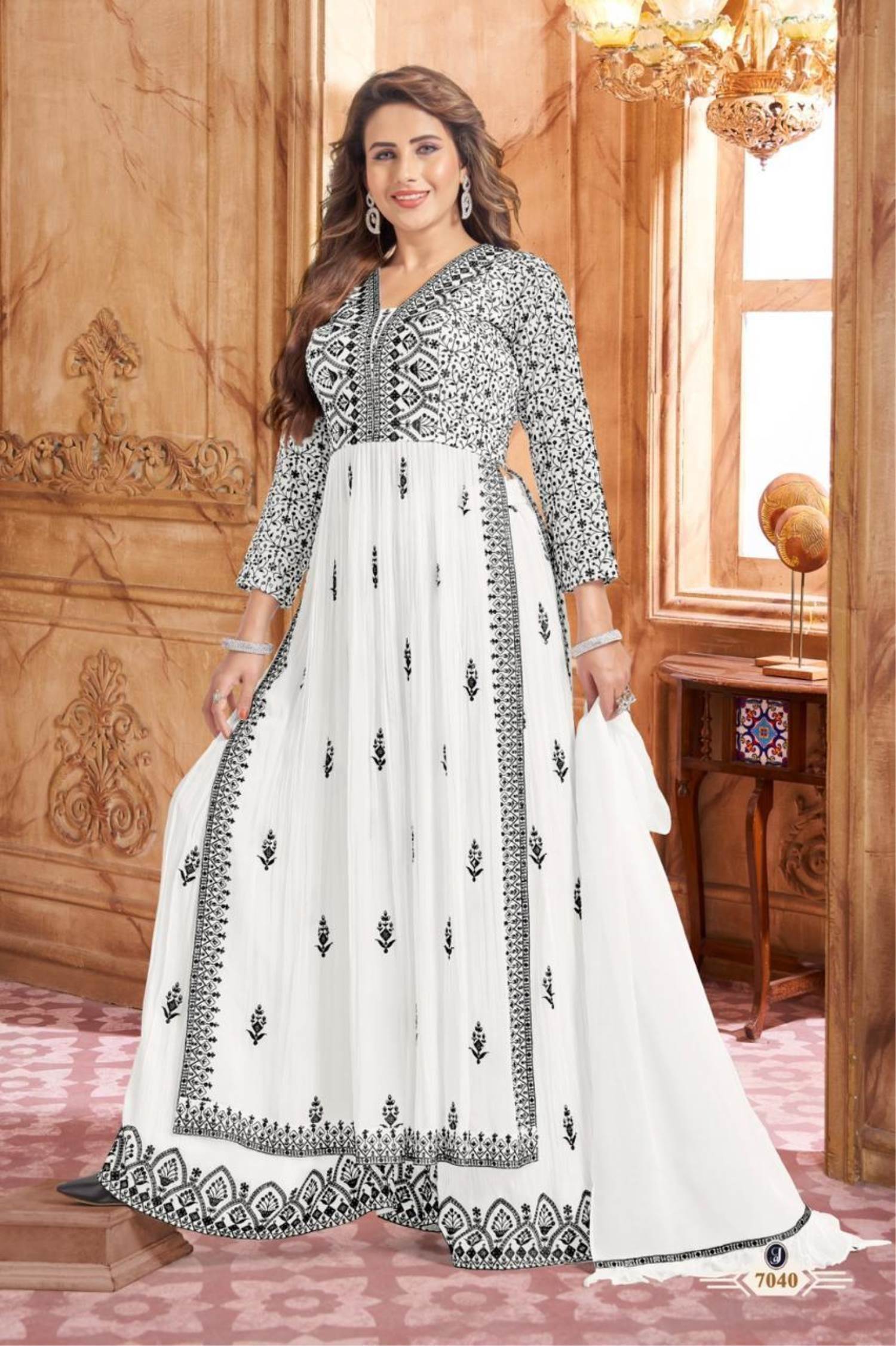 White Color Party Wear Designer Indo Western Plazo Suit MY SHOPPY LADIES WEAR