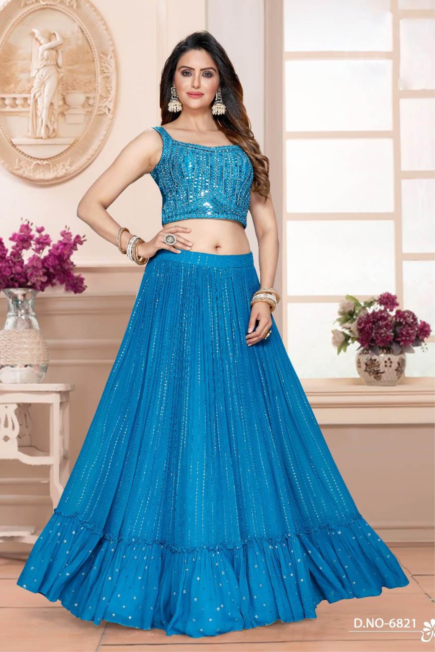 Rama colored party wear designer lehenga choli