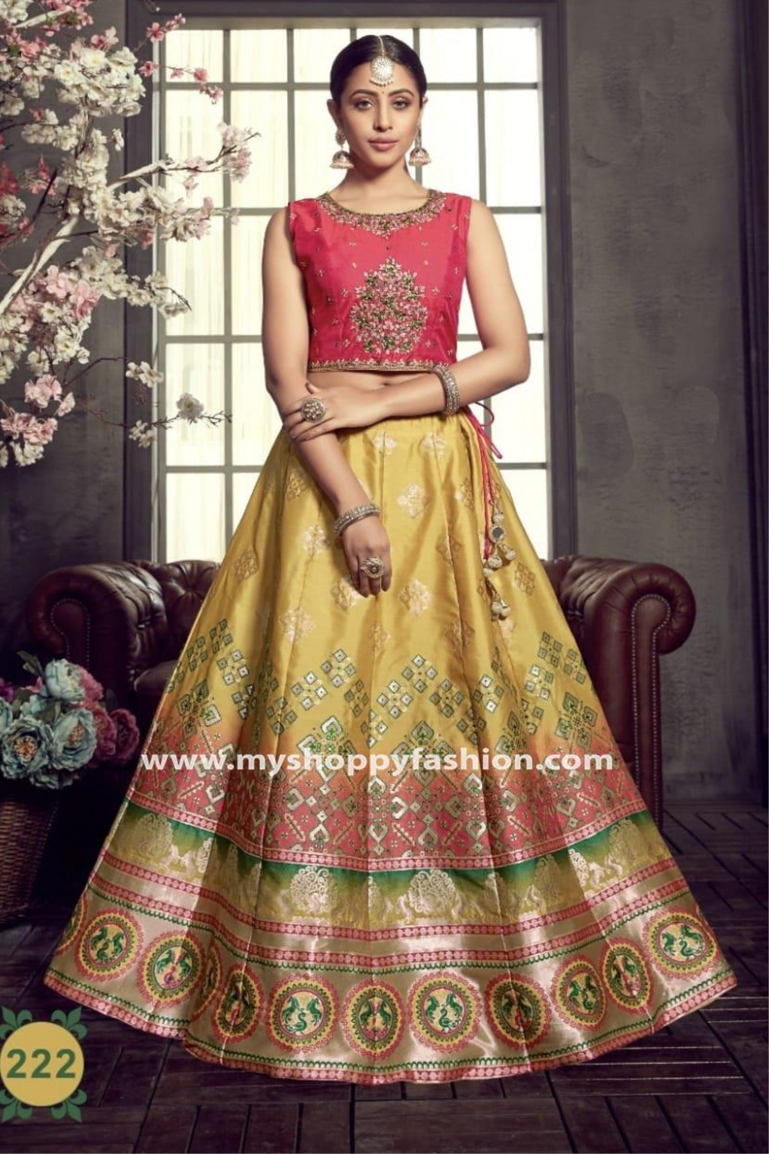 RE - Yellow Colored Georgette Frill Lehenga Choli - New In - Indian