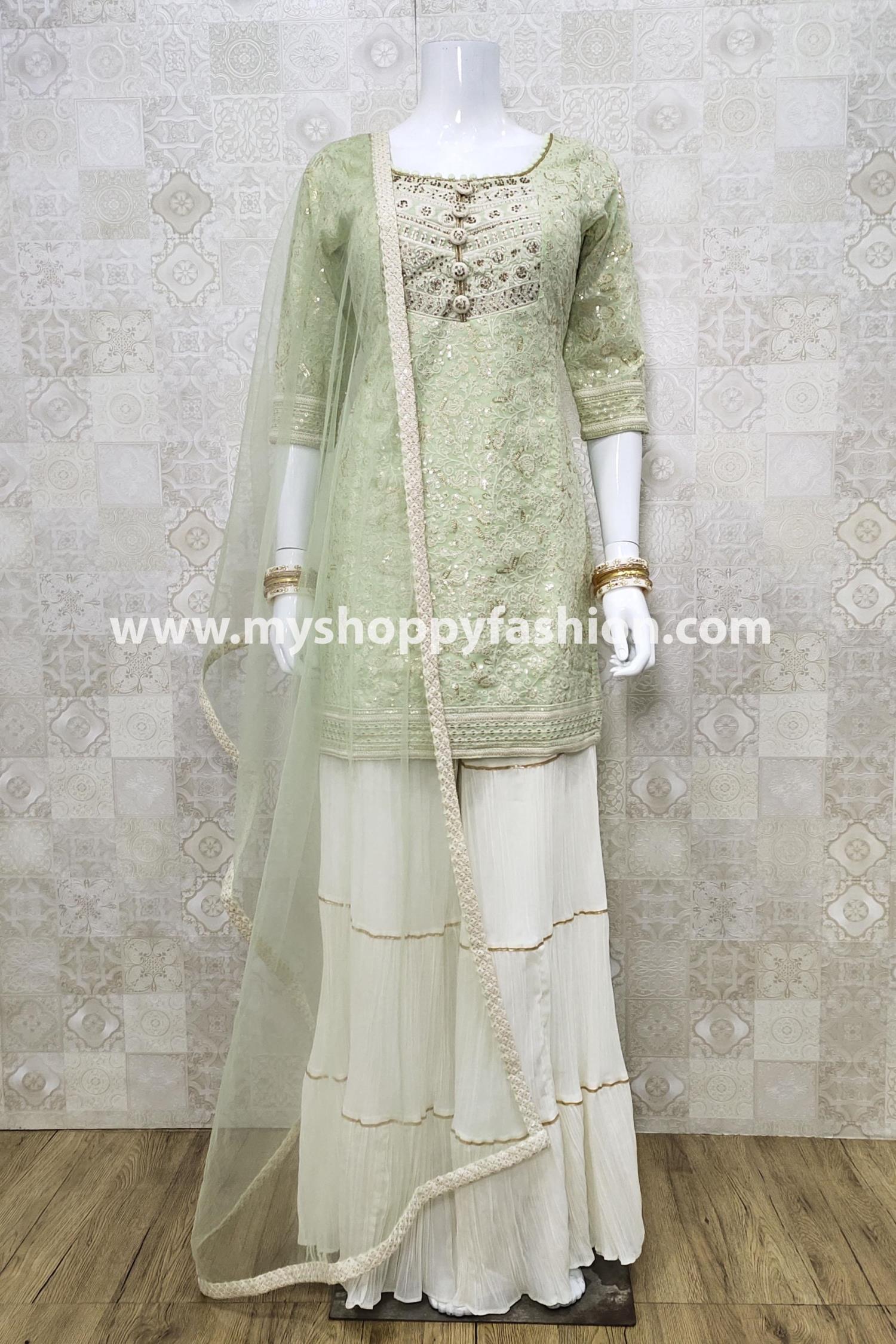 Shuddhi Pear Green Spegatie Dress – Okhaistore