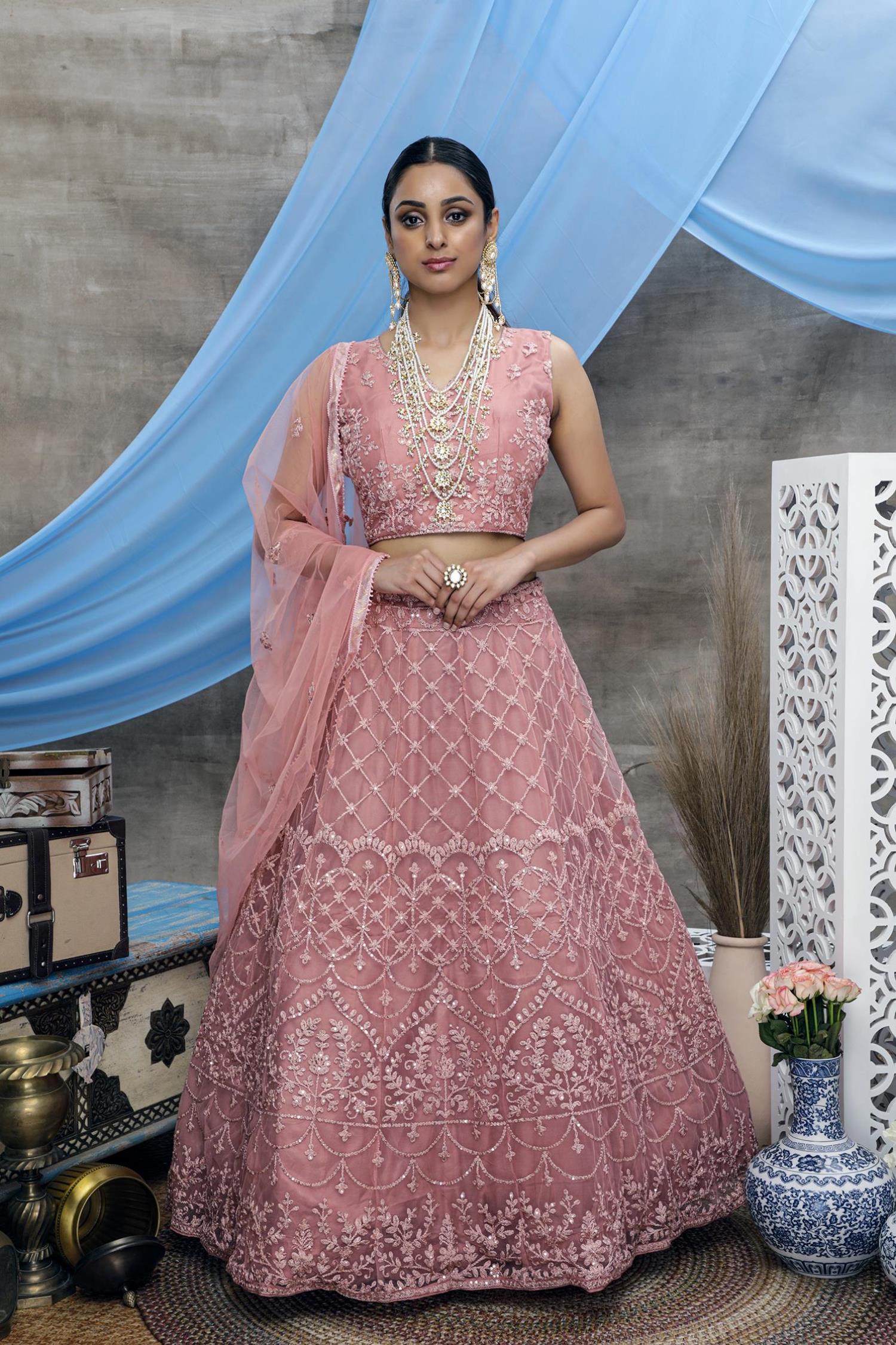 Dusty pink color Party wear collection Lehenga Choli MY SHOPPY LADIES WEAR