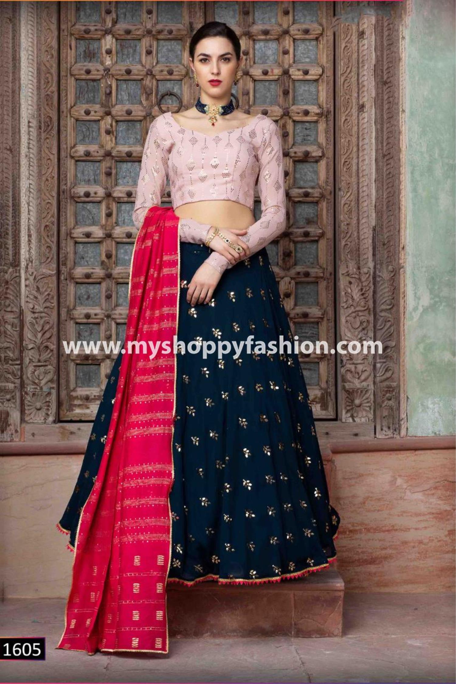 Buy Peach Tulle Lehenga Set With Blue, Pink and Peach Embroidery by  Designer TAMANNA PUNJABI KAPOOR Online at Ogaan.com