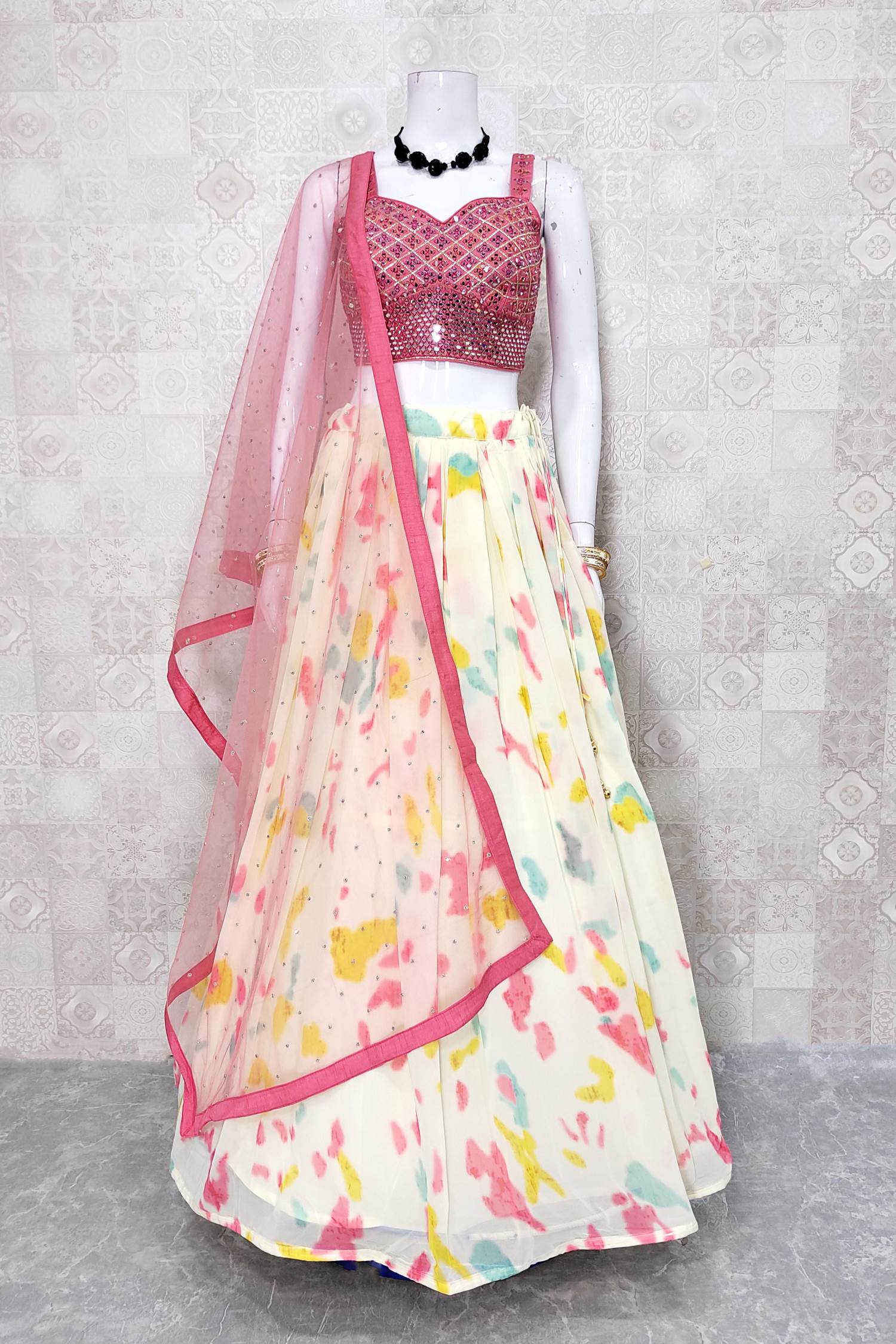 Beige and Pink Color Combination Wedding Collection Lehenga Choli With  Dupatta :: ANOKHI FASHION