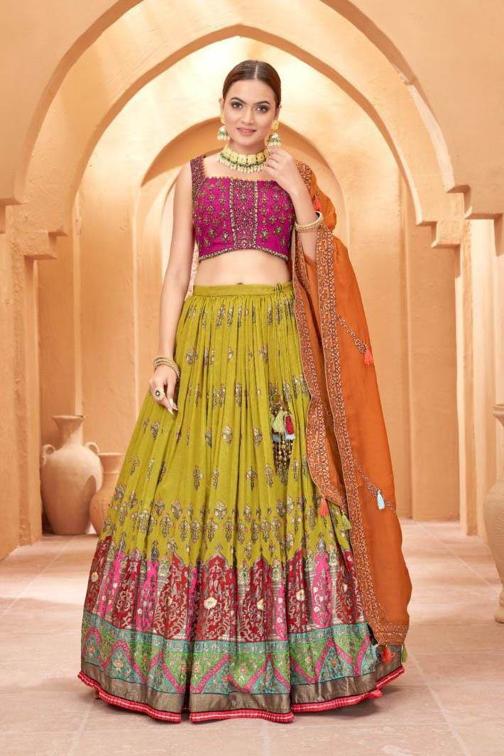 Buy Orange Guest of Wedding Wear Lehenga Choli Online for Women in USA