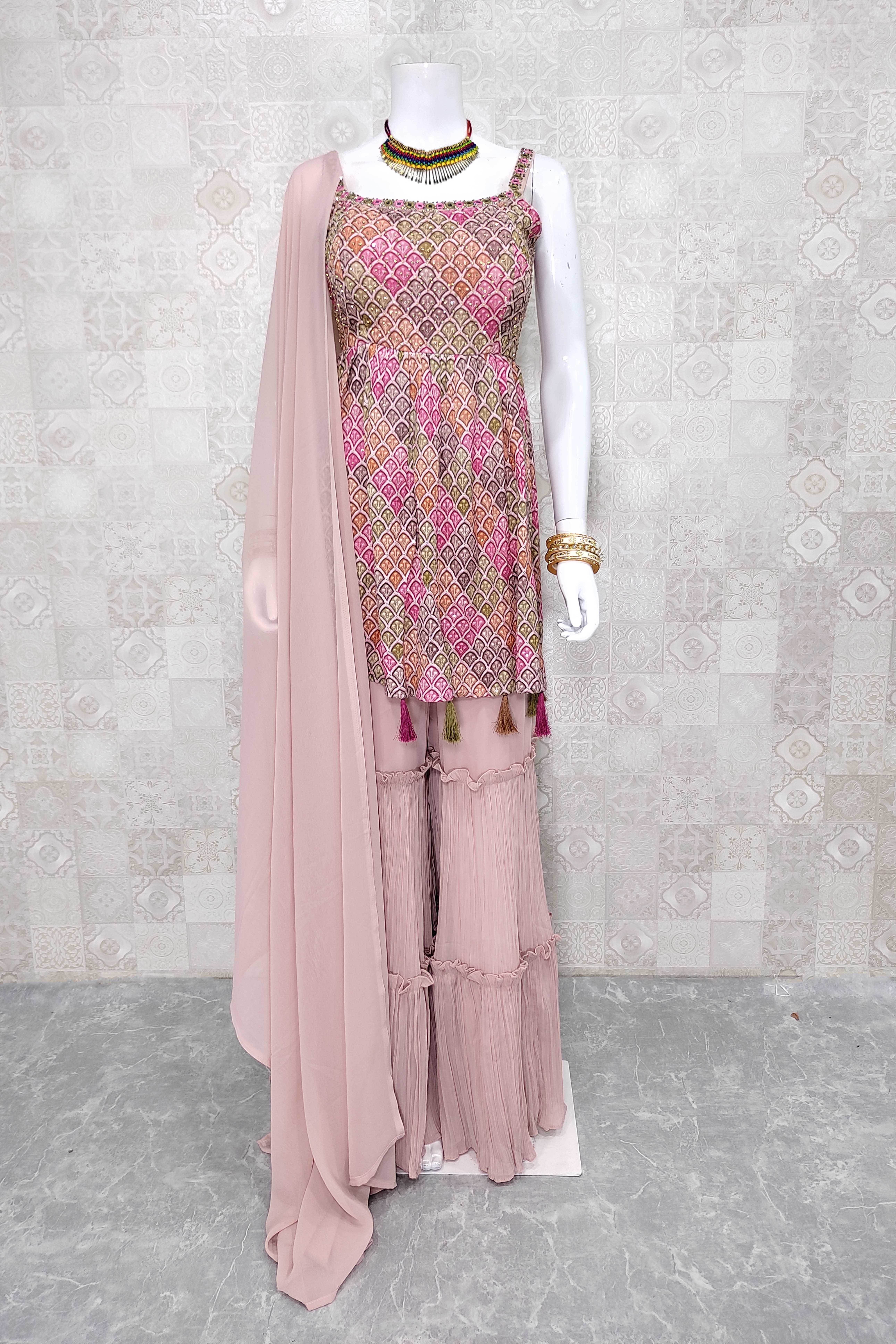 Pink plazo outlet suit