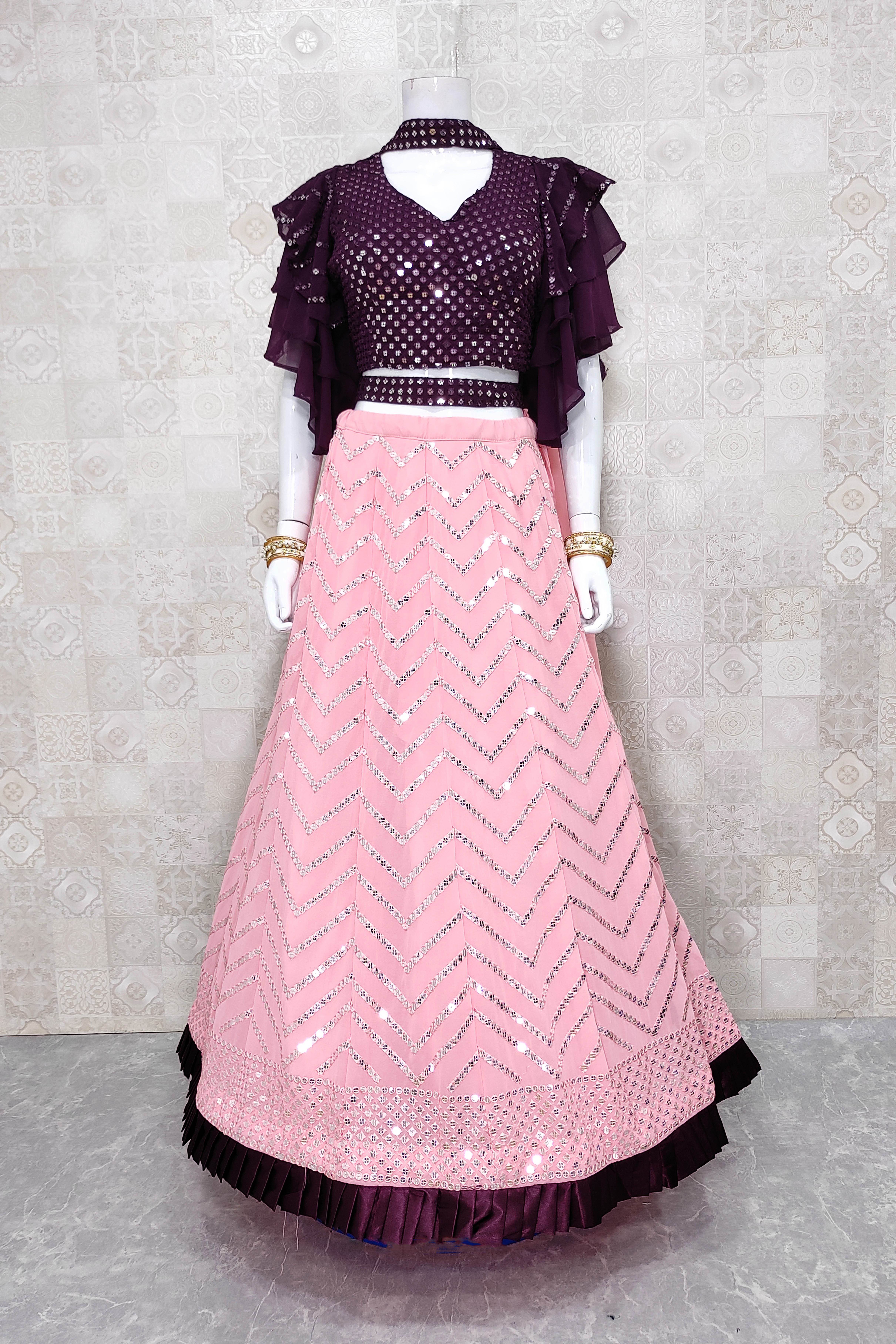 Wine And Peach Color Combination Party Wear Lehenga Choli With Belt :: MY  SHOPPY LADIES WEAR