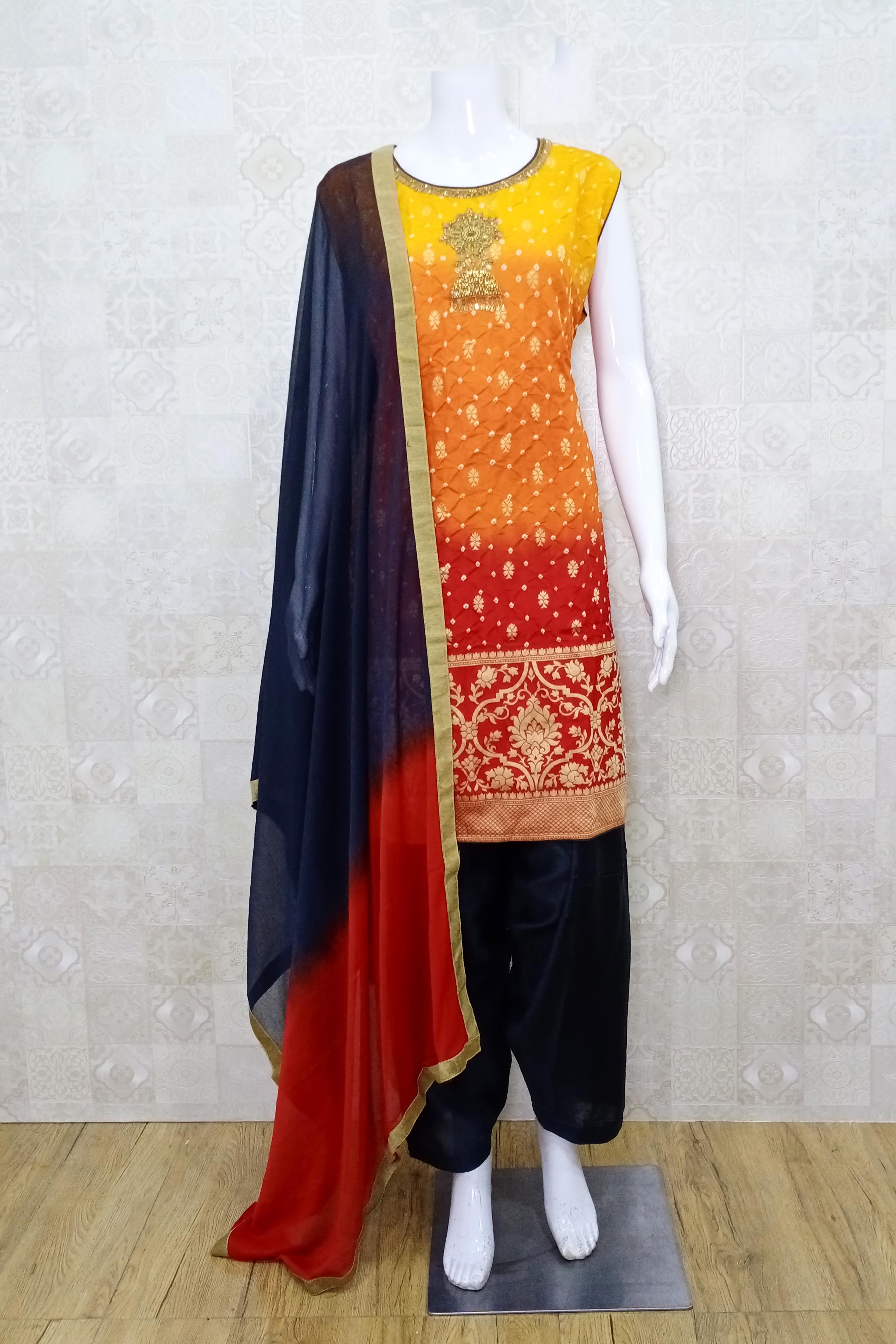 Black dress hotsell with orange dupatta