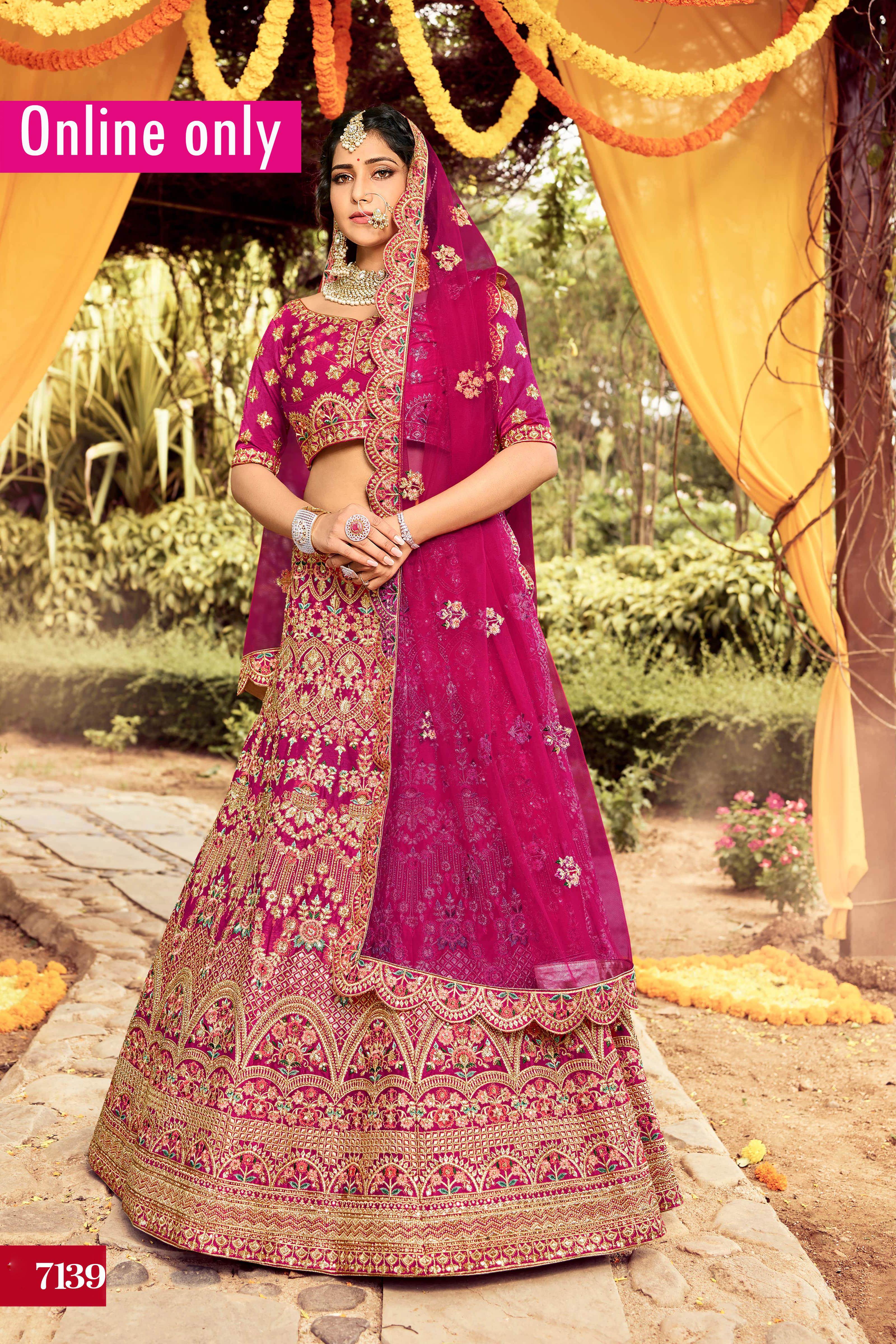 Buy Alluring Rani Pink Color Sequence Work Ruffle Net Flair Kali Festive  Wear Lehenga Choli | Lehenga-Saree