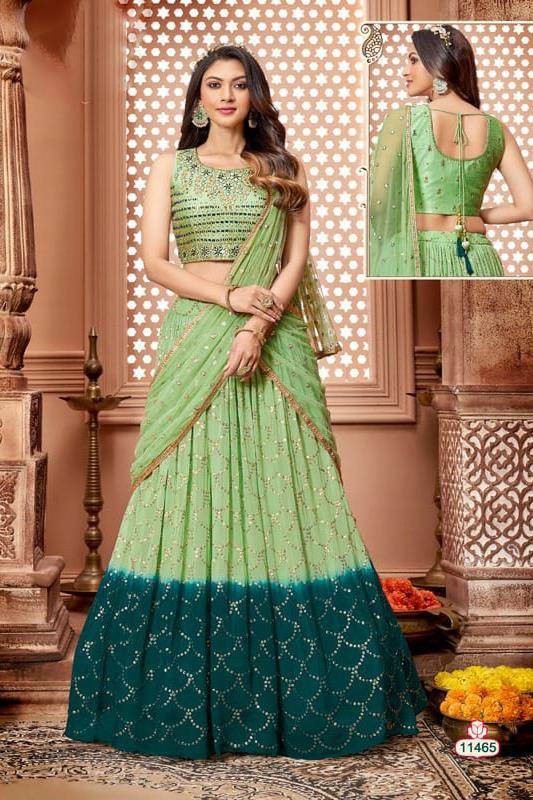 Lehenga choli shop in green colour