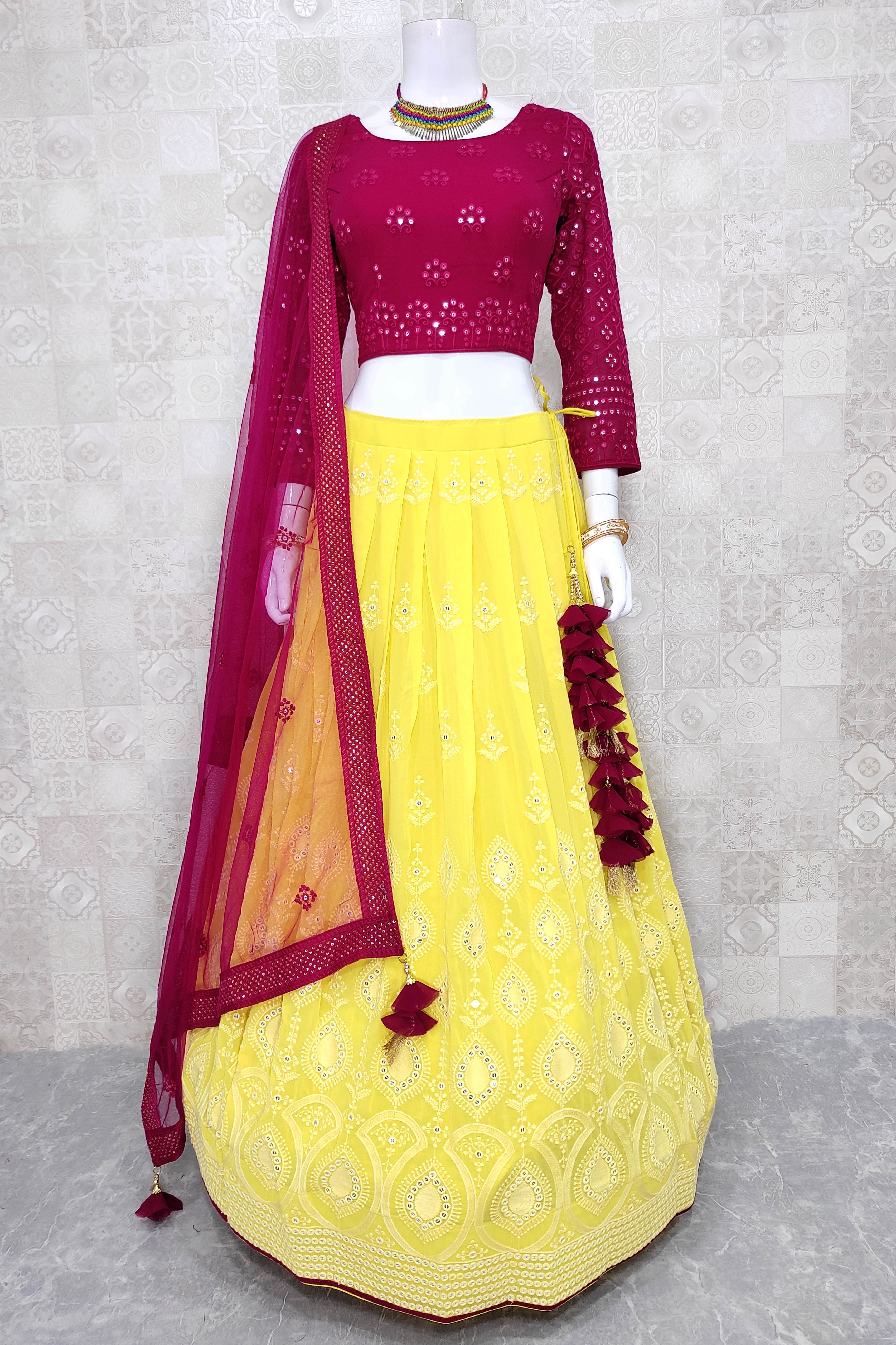 Buy ROKKLIKE Women Pink Solid Net Semi Stitched Lehenga Choli, Free size  Online at Best Prices in India - JioMart.