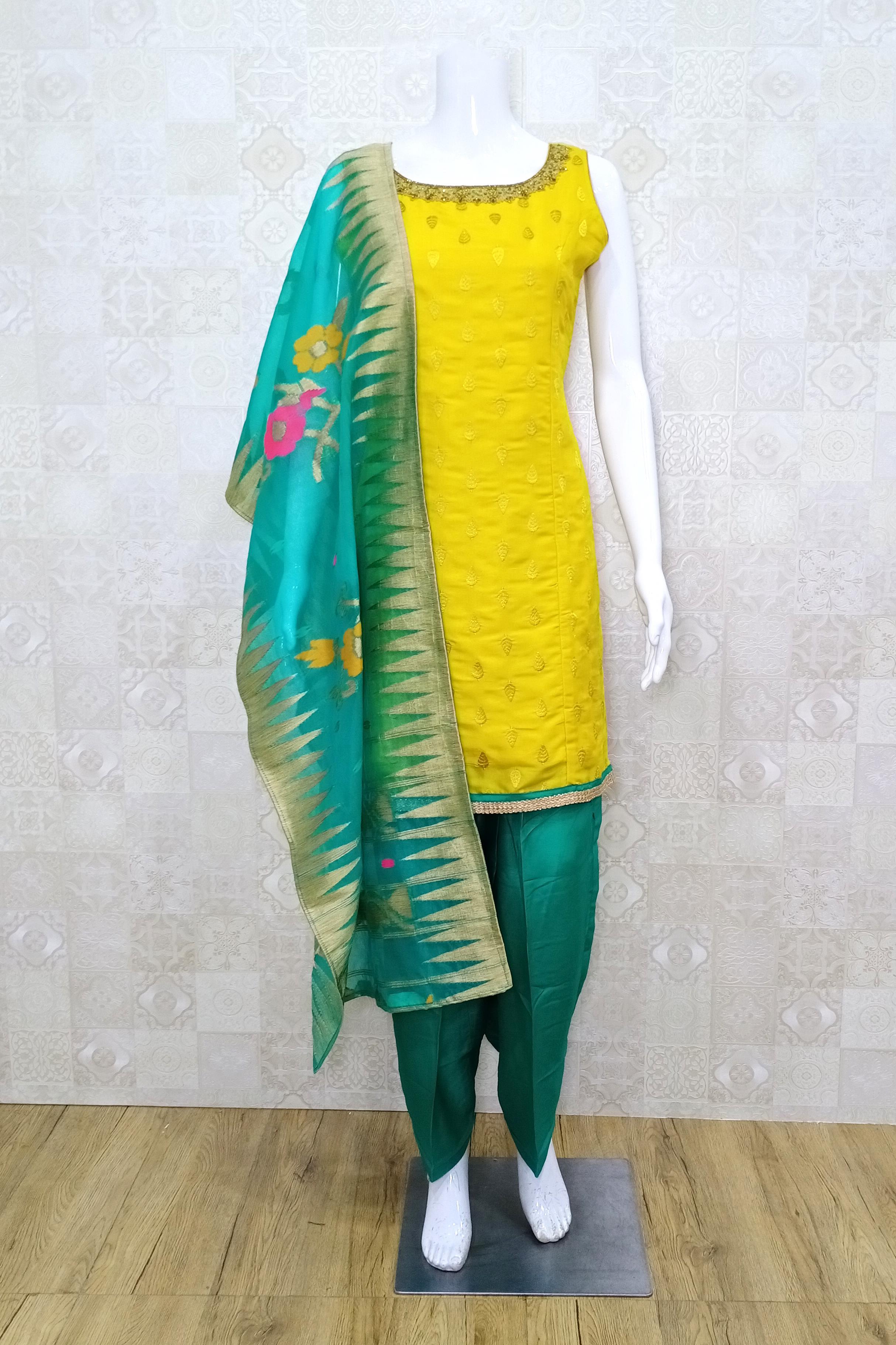 Yellow deals patiyala dress