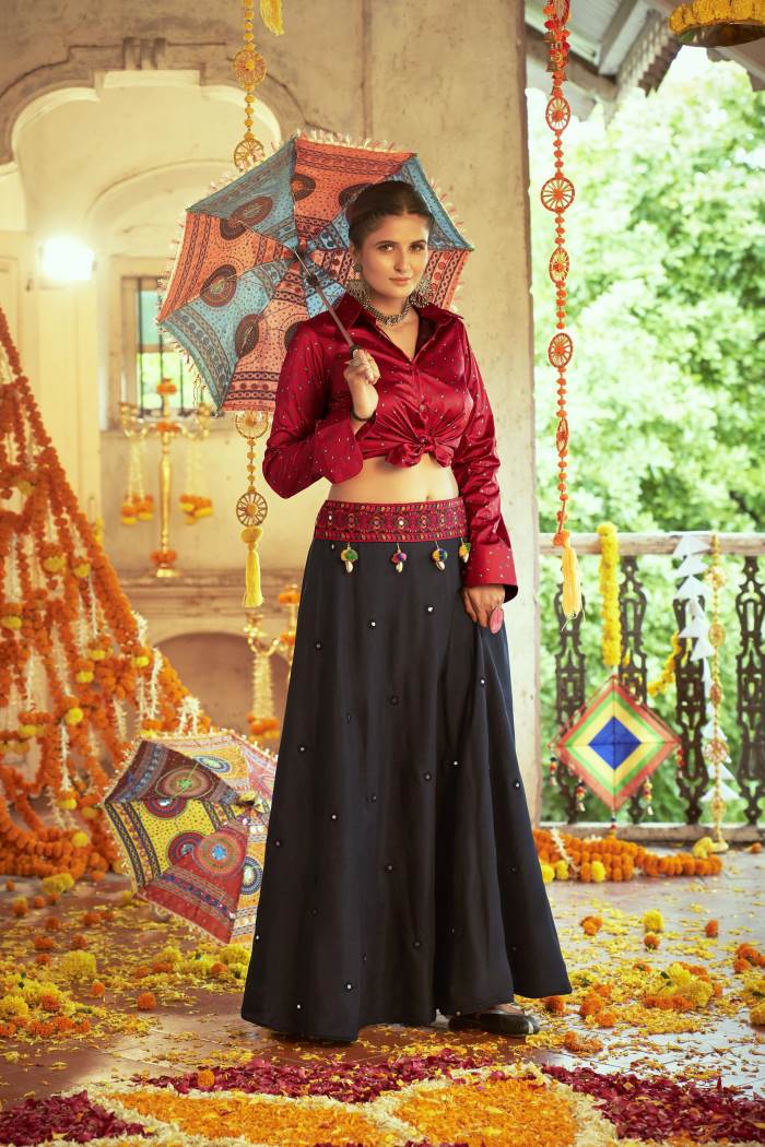 Deep Wine Designer Navratra Special Party Wear Lehenga Choli