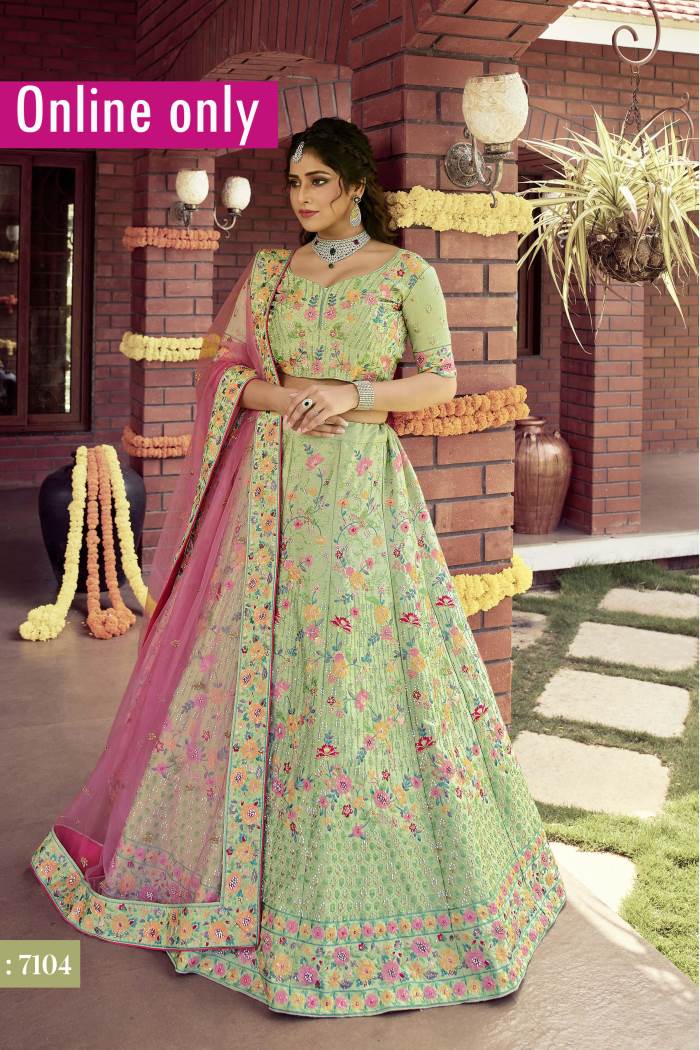 Off white organza party wear lehenga choli 7233